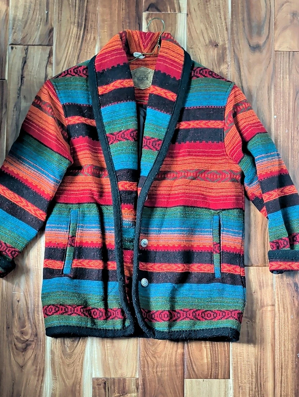Woolrich Vintage Southwestern Blanket Stripe Shawl Collar Jacket